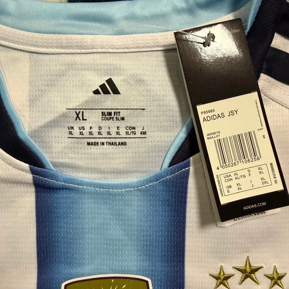 Adidas Argentina Messi 10 World Cup 2022 Champions Jersey Blue White XL New
